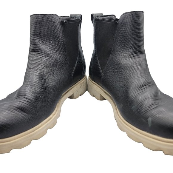 Sorel Lennox Chelsea Womens 8.5 Waterproof Boots Black Chalk Pull On Shoes - Picture 3 of 12